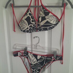 Body Gloves Black & White Bikini with Red Trim sz L